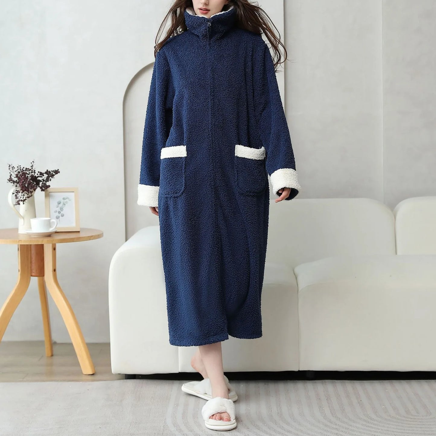 Winter Robes Cloud Velvet Couple'S Home Clothes Zipper Lazy Home Clothes Tv Blanket Pajamas Polyester Pajamas Wear Outside