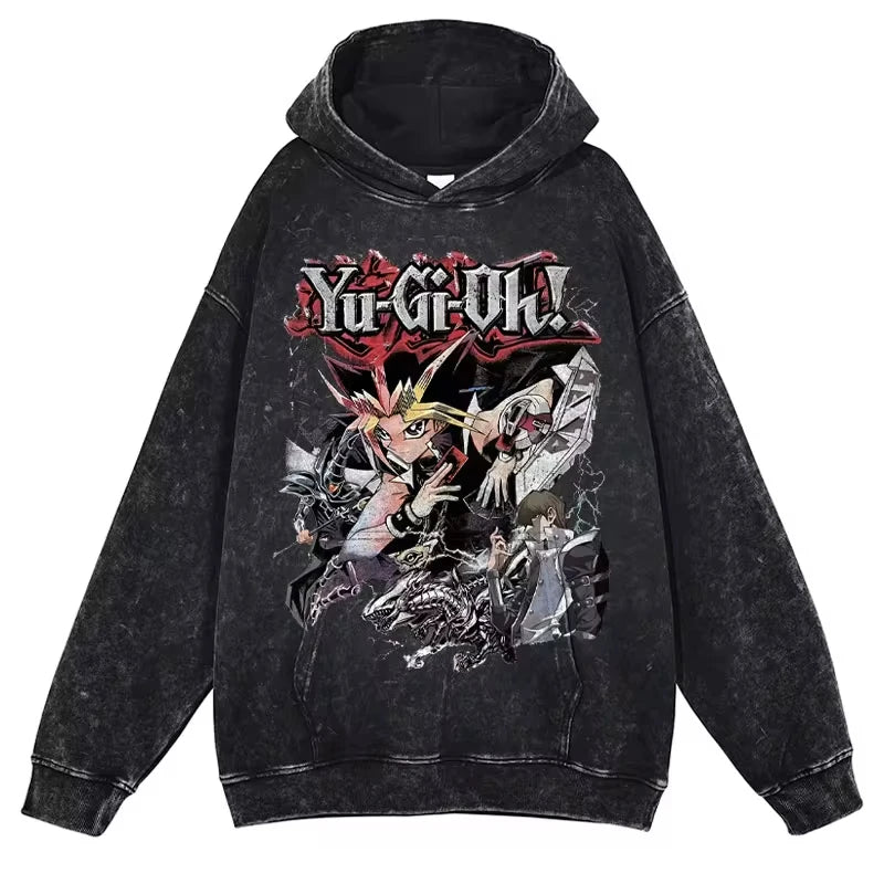 Anime Yu Gi Oh Hoodie Men Oversize Yugioh Hooded Sweatshirts Streetwear Pullover Hip Hop Retro Manga Yugi Muto Seto Kaiba Hoodie