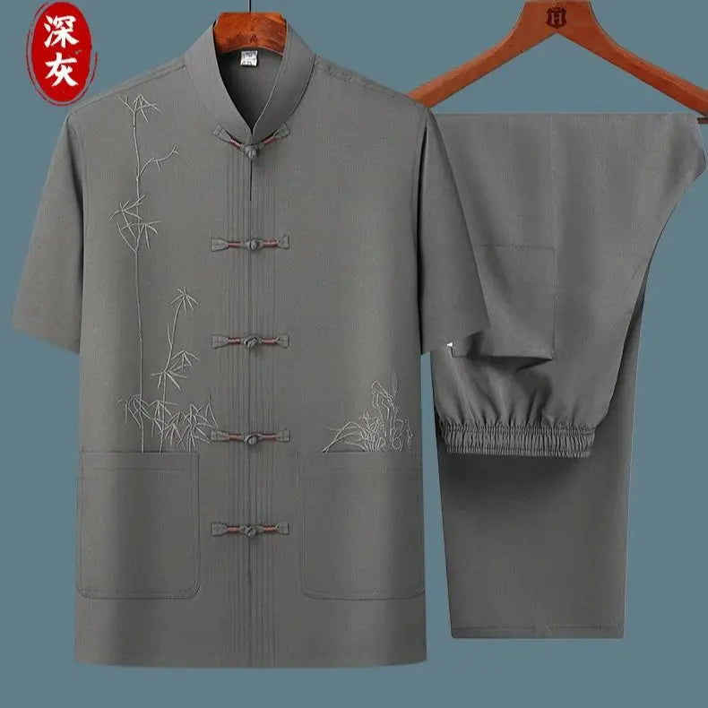 Men's sets (Shirt + trousers) 2025 summer new style men fashion shirt short sleeve shirt High quality shirts male Two Piece