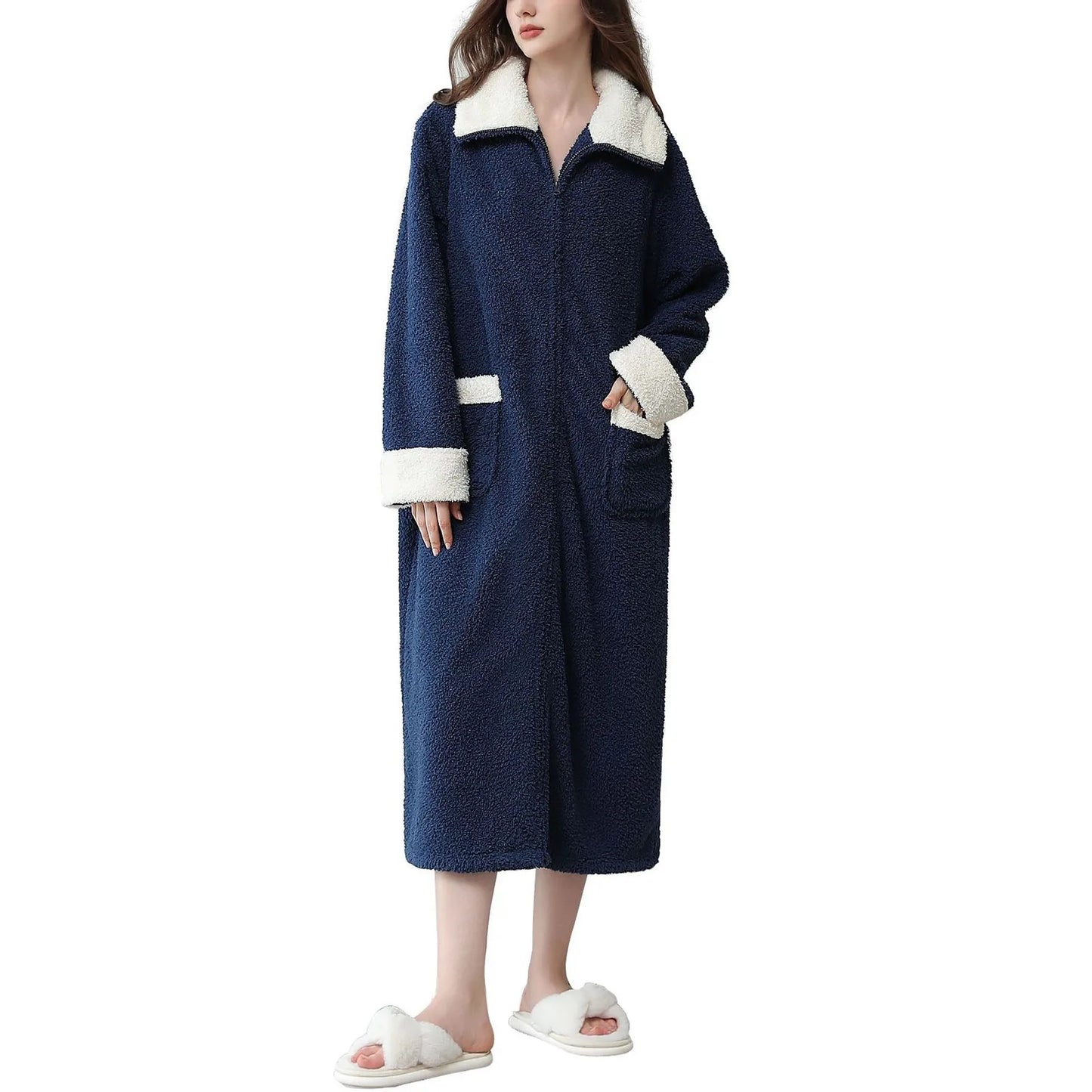 Winter Robes Cloud Velvet Couple'S Home Clothes Zipper Lazy Home Clothes Tv Blanket Pajamas Polyester Pajamas Wear Outside