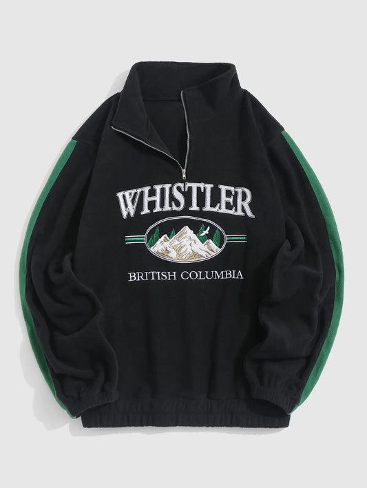 Hoodie For Men Fall Winter Fleece Vintage Streetwear Warm Sweats Sweatshirts Letter Embroidery Turtleneck Hoodies Pullover