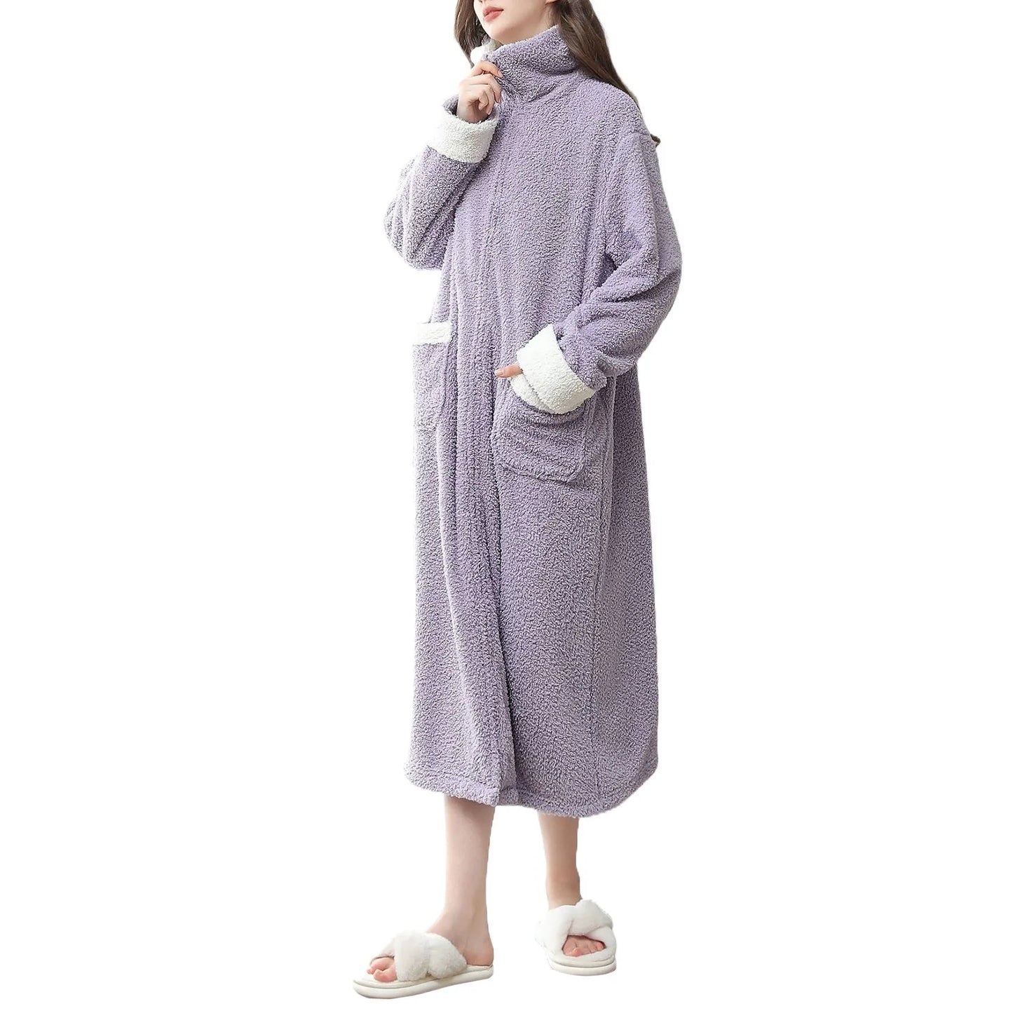 Winter Robes Cloud Velvet Couple'S Home Clothes Zipper Lazy Home Clothes Tv Blanket Pajamas Polyester Pajamas Wear Outside
