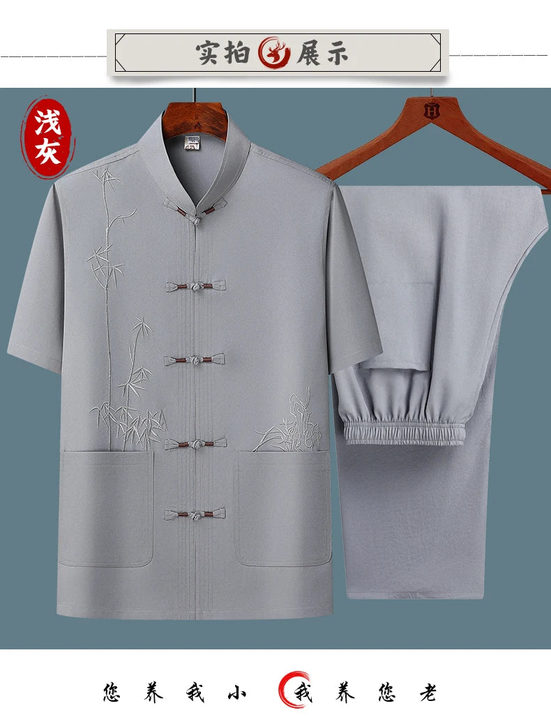 Men's sets (Shirt + trousers) 2025 summer new style men fashion shirt short sleeve shirt High quality shirts male Two Piece