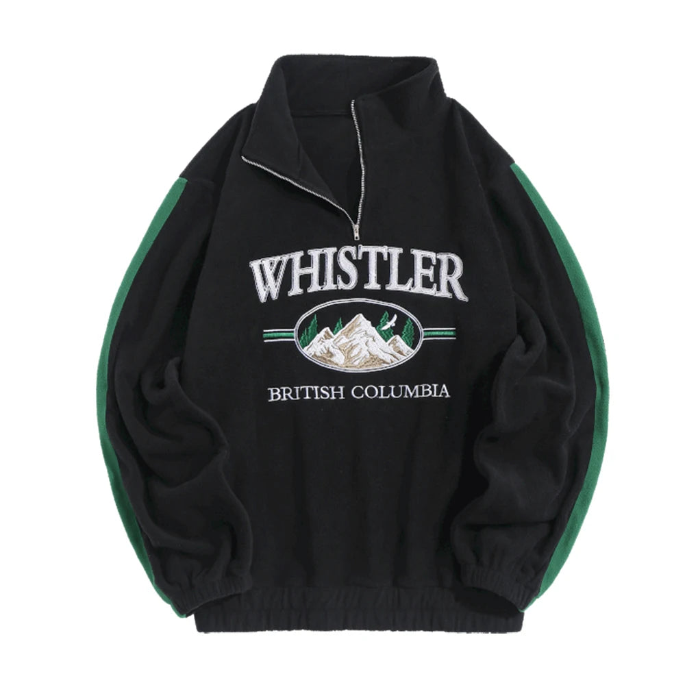 Hoodie For Men Fall Winter Fleece Vintage Streetwear Warm Sweats Sweatshirts Letter Embroidery Turtleneck Hoodies Pullover