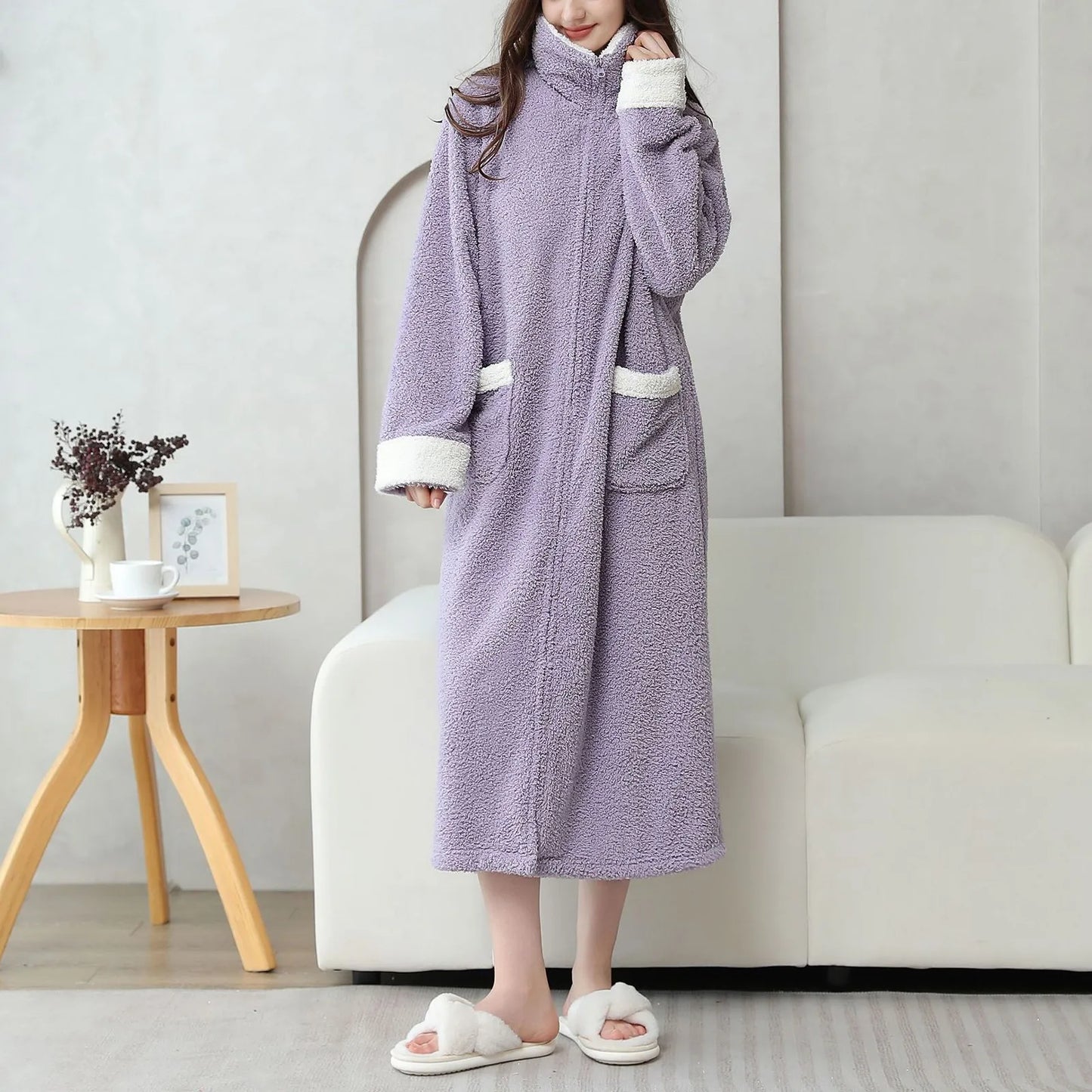 Winter Robes Cloud Velvet Couple'S Home Clothes Zipper Lazy Home Clothes Tv Blanket Pajamas Polyester Pajamas Wear Outside