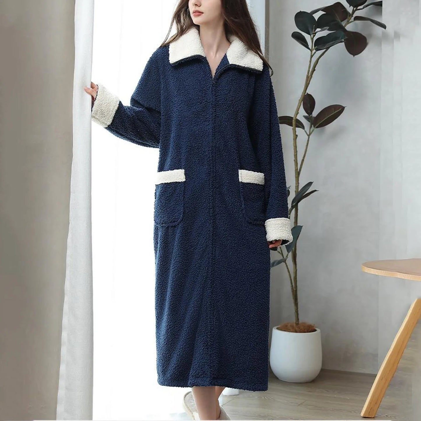 Winter Robes Cloud Velvet Couple'S Home Clothes Zipper Lazy Home Clothes Tv Blanket Pajamas Polyester Pajamas Wear Outside