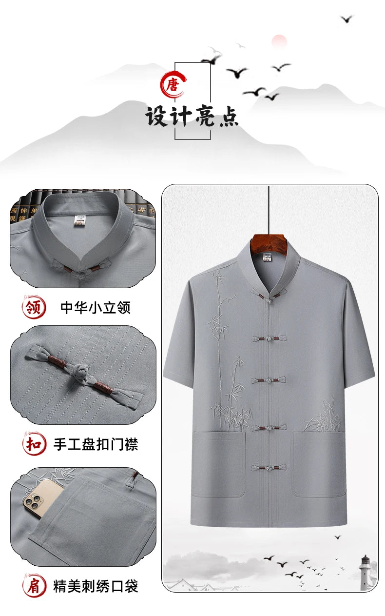 Men's sets (Shirt + trousers) 2025 summer new style men fashion shirt short sleeve shirt High quality shirts male Two Piece