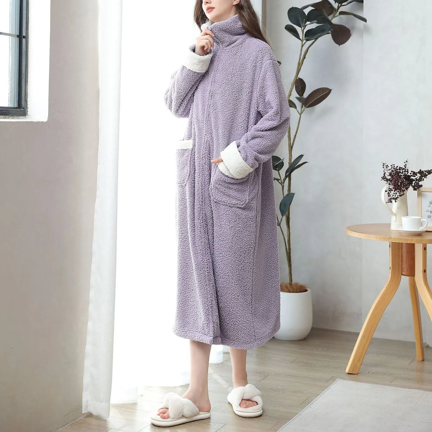 Winter Robes Cloud Velvet Couple'S Home Clothes Zipper Lazy Home Clothes Tv Blanket Pajamas Polyester Pajamas Wear Outside