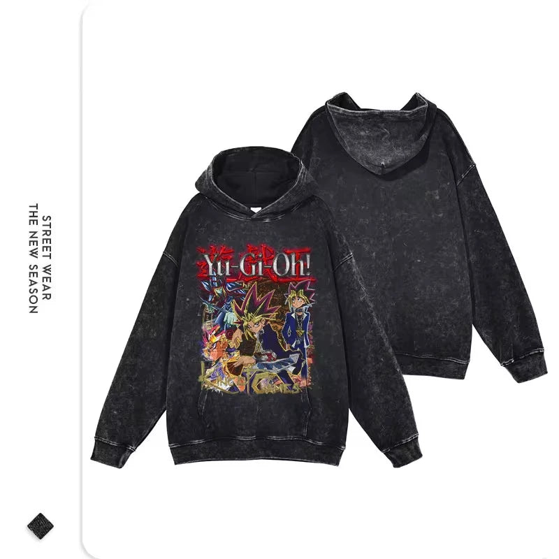 Anime Yu Gi Oh Hoodie Men Oversize Yugioh Hooded Sweatshirts Streetwear Pullover Hip Hop Retro Manga Yugi Muto Seto Kaiba Hoodie